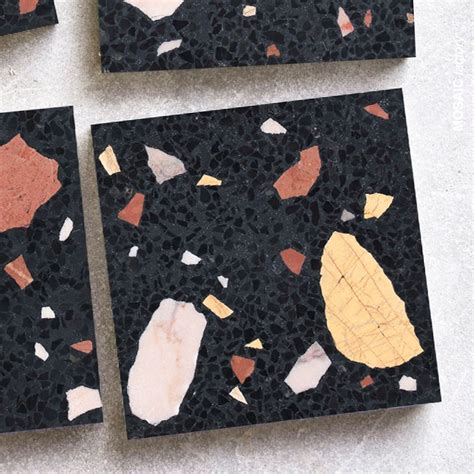 Black Terrazzo Tile With Colourful Marble Chips Mosaic Factory
