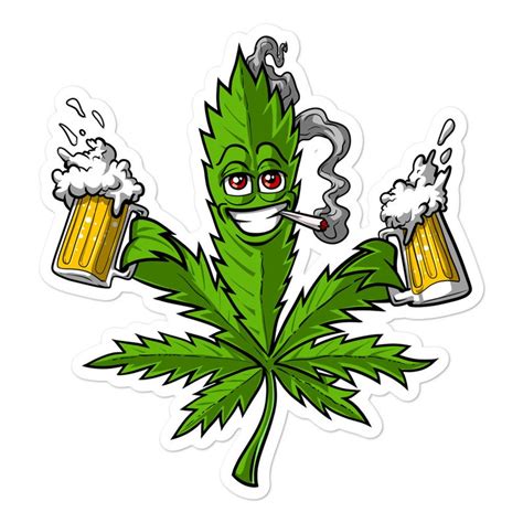 Weed Leaf Beer Vinyl Sticker Cannabis Stoner Sticker Etsy