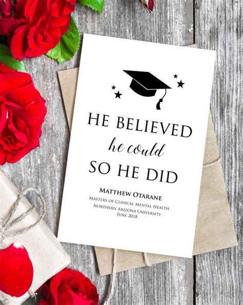 Graduation Card He Believed He Could So He Did Personalized Etsy