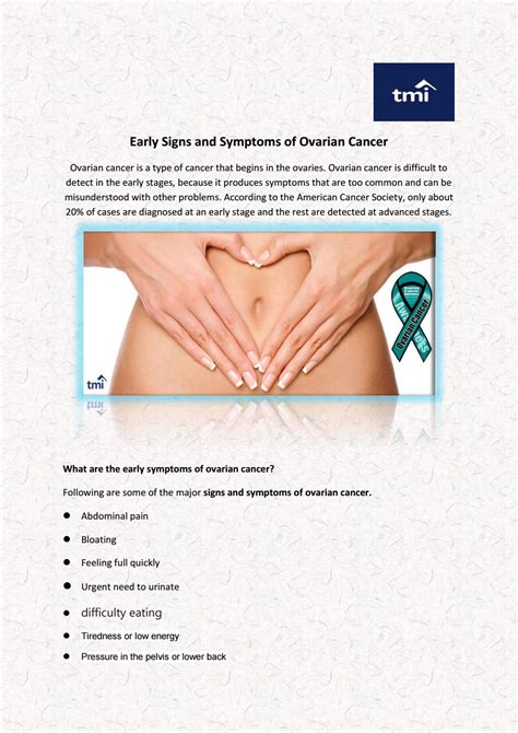 Identification of symptom clusters in ovarian cancer patients may improve management of symptoms. Signs and Symptoms of Ovarian Cancer by Tribomin ...