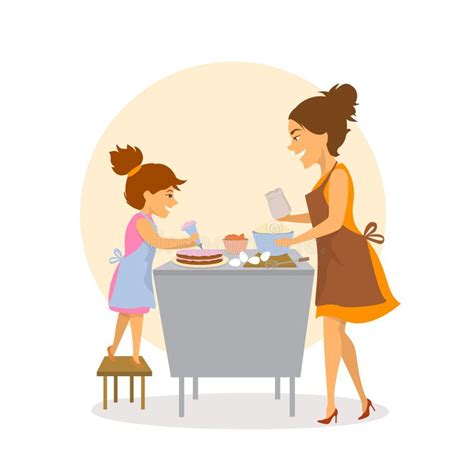 Maman Et Fille Dans La Cuisine Illustration De Vecteur Illustration Du Boisson Café 72928419