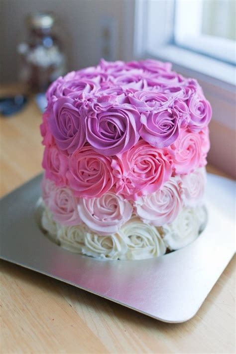 Pink Ombre Rose Cake Pasteles Pasteles Deliciosos Pastel De