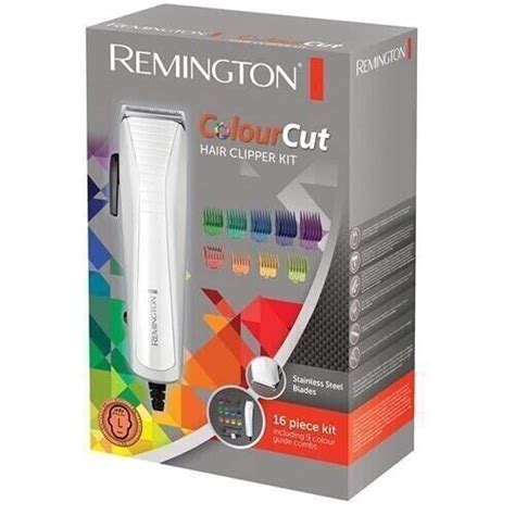 Remington Colour Cut Hair Clipper Corded Trimmer Mens 16 Pcs Grooming