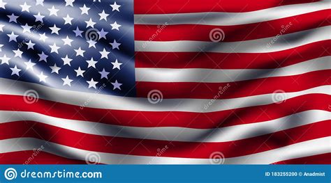 Bandeira Americana Acenando Fundo Vetor Do Desenho Patriótico E