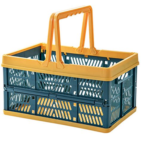 Musuos Collapsible Shopping Basket Plastic Folding Storage Crate With
