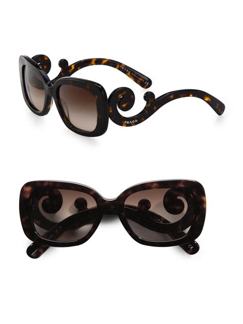 Lyst Prada Baroque Square Sunglasses In Brown