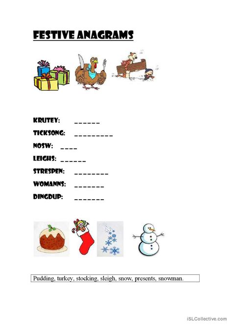 Festive Anagrams Christmas Français Fle Fiches Pedagogiques Pdf And Doc