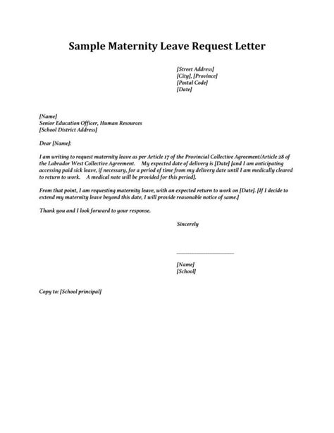 Maternity Leave Letter Templates Pdf Word