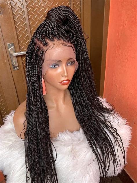 Boho Knotless Braids Full Lace Box Braid Wig For Black Women Braided