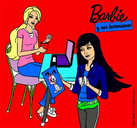 Dibujo De Barbie Y Su Hermana Merendando Pintado Por Alejandras En My