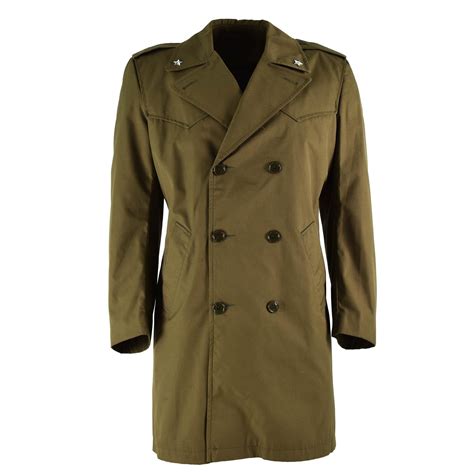 Original Italian Army Trenchcoat Khaki Blue Plain Color Raincoat