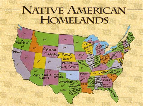 Usa Native American Homelands Map Postcard From Their