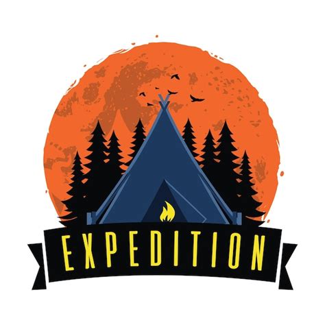 Aventura Noche Expedici N Fogata Monta A Luna Camping Logotipo Dise O