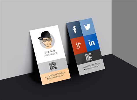 Design a professional printable card without hiring a graphic designer and spending time on endless drafts create business card online that make an impression. Free Vertical Business Card Design Template & Mock-up PSD File For Graphic Designers - Designbolts