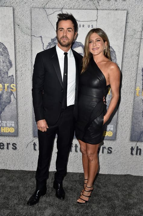 Jennifer Aniston Supports Justin Theroux In A Sexy Black Leather Mini
