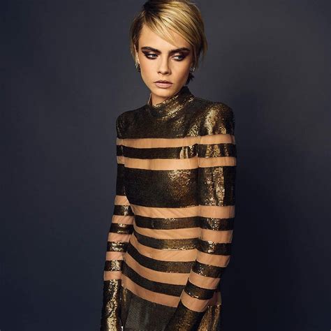 Balmain Striped Dress Worn By Cara Delevingne For The Fashion Week