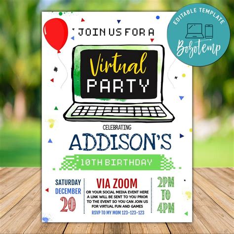 7 virtual christmas party games to play with distant loved ones. Printable Quarantine Zoom Birthday Party Invitation DIY ...