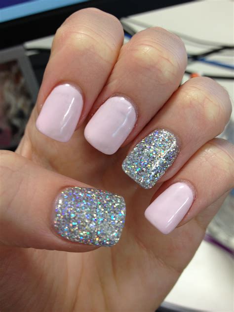 Light Pink Silver Features Acrylic Pink Acrylic Nails Homecoming