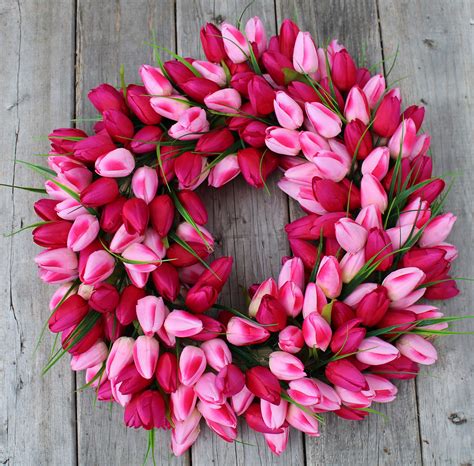 Pink Medley Tulip Spring Door Wreath Ebay
