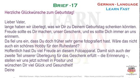 Briefe und emails sind ein wichtiger teil beim schreiben und auch in den deutschprüfungen. Learn German with Bilal:- German Brief 17 - A1, A2, B1, B2 ...