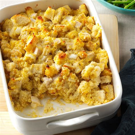 ;o) cheeb november 9, 2014 we use cubed cornbread as the bread in our eggy breakfast casseroles that also feature maple sausage. Corn Bread Chicken Bake Recipe | Taste of Home