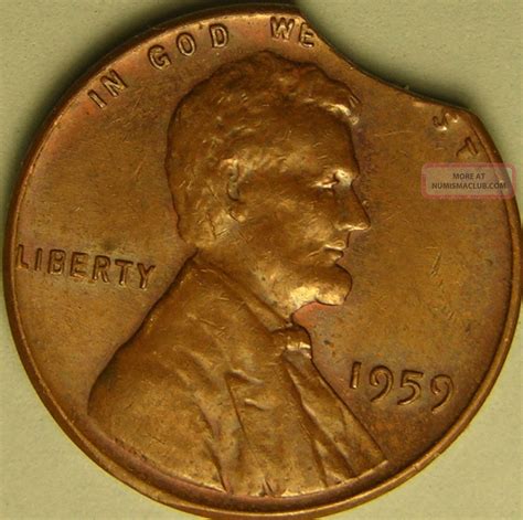 1959 P Lincoln Memorial Penny Clipped Planchet Error Coin Ae 651