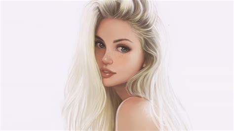 X Blonde Woman Portrait Digital Art Wallpaper X Resolution Hd K Wallpapers