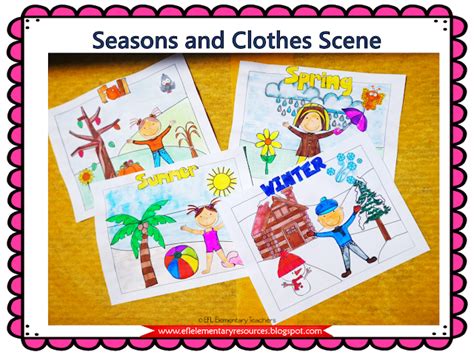 ESL Seasons and Clothes scenes to color in 2020 | Weather kindergarten, Seasons, Ela activities