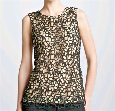 69 Lela Rose Target Neiman Marcus Guipure Lace Top Blouse Size S Black
