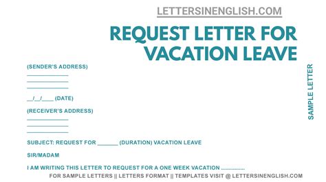 Vacation Leave Request Letter Sample Request Letter For Vacation