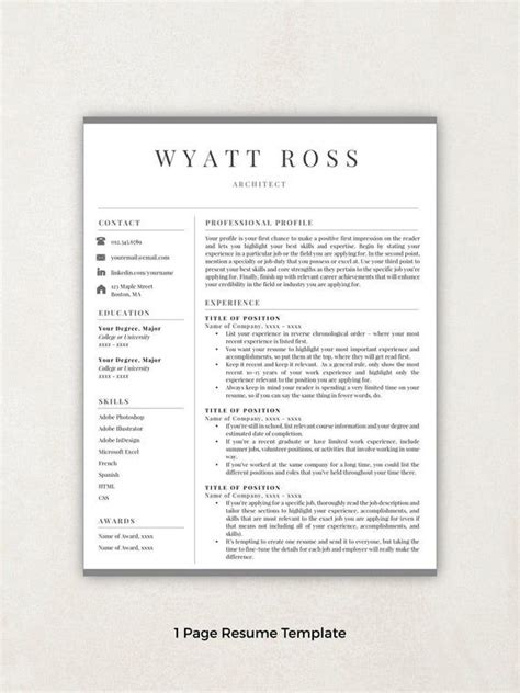 Professional Resume Template Resume Template Instant
