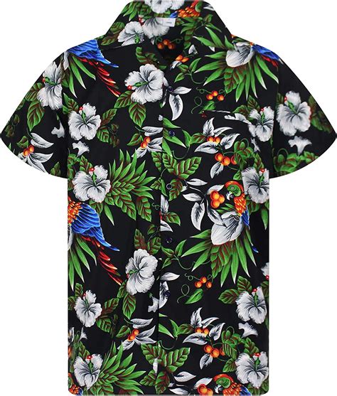 Funky Camisa Hawaiana Señores XS XL Manga Corta Bolsillo Delantero Impresión de Hawaii
