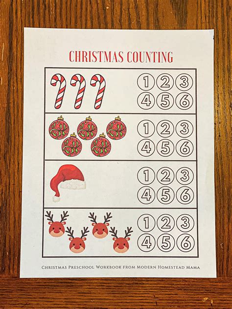 Christmas Counting Worksheet For Preschoolers Printable Etsy