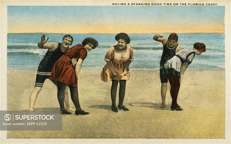Postcard Of Women Being Spanked At The Beach Ca 1916 Having A