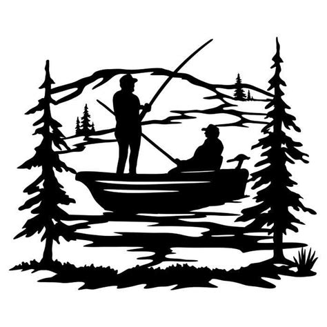 Fishing Boat Clipart Silhouettes Scene Eps Dxf Pdf Png Svg Etsy In