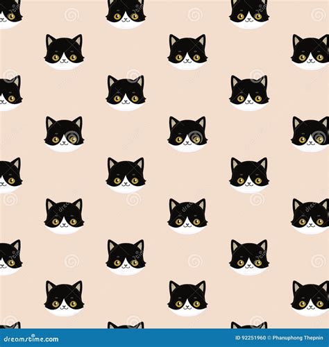 Black Cat Pattern Stock Vector Illustration Of Seamless 92251960