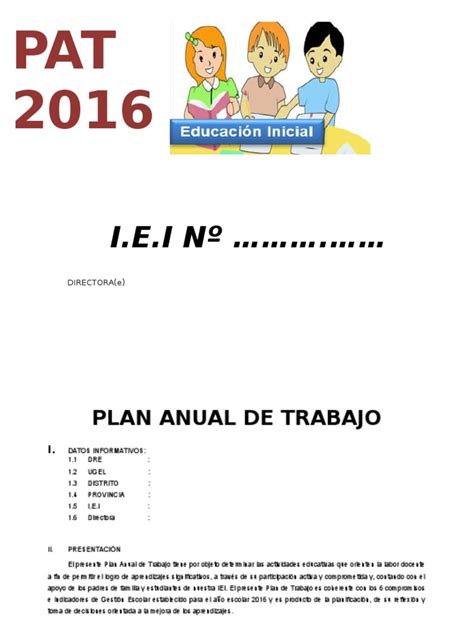Plan Anual De Trabajo Ed Inicial 2016 Modelo