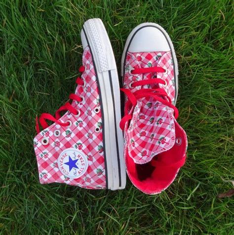 Original Red Converse All Star Strawberry And Cherry Pattern Etsy In Red Converse