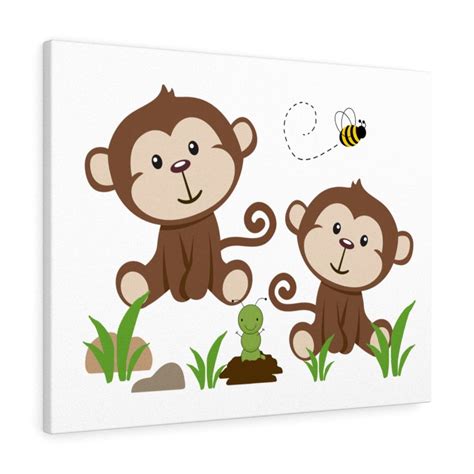 Kids Canvas Art Monkey Wall Print Decor Etsy In 2020 Kids Canvas