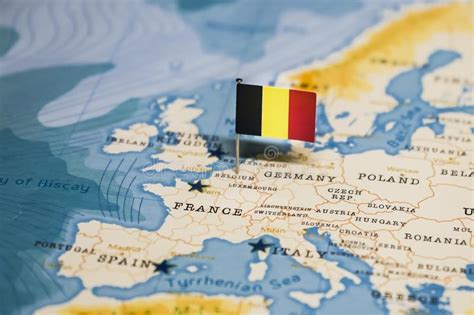 Download fully editable flag map of belgium. Belgium flag on map stock photo. Image of geography ...