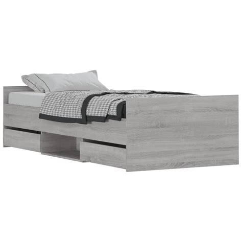 Braga Wooden Single Bed With Drawers In Grey Sonoma Oak Furniture In