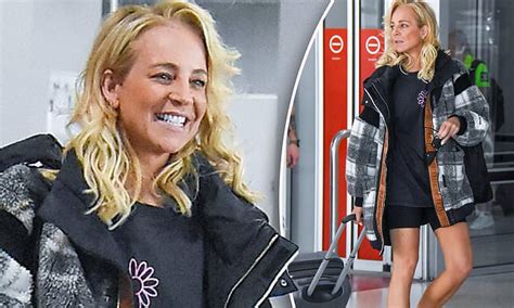 Makeup Free Carrie Bickmore Shows Off Her Legs At Melbourne Airport
