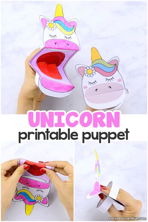 Unicorn Paper Bag Puppet Craft For Kids Free Template Unicorn Paper