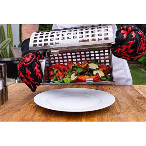 Bbq Dragon Stainless Steel Rolling Grill Basket Dishwasher Safe