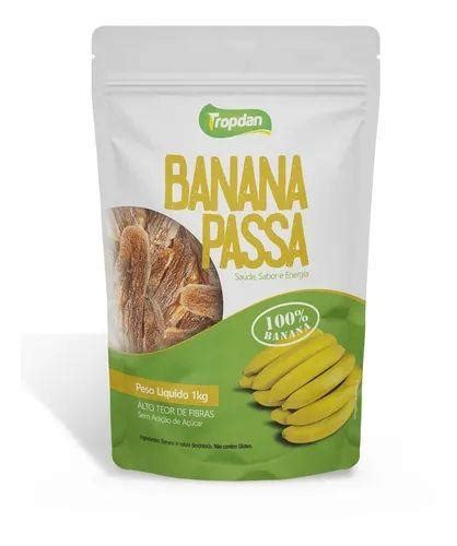 Banana Passa Tropdan Saco De Embalagem Zip 1 Kg Sem Açúcar Frutas Secas Cristalizadas