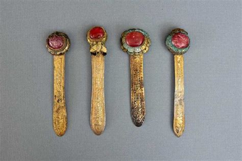 Four Chinese Antique Hair Pins Late19thearly 20th