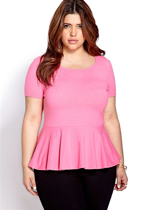 Forever 21 Plus Size Sweetheart Peplum Top In Pink Lyst