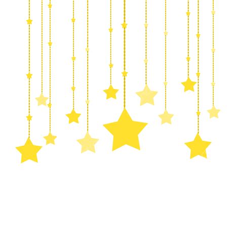 Decoração De Estrelas De Desenho Animado Espalhadas Amarelas Penduradas PNG Estrela Plano