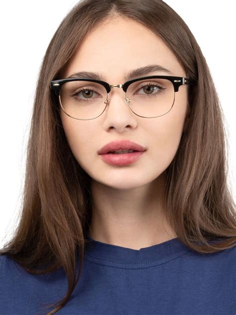 Unisex Full Frame Mixed Material Eyeglasses Browline