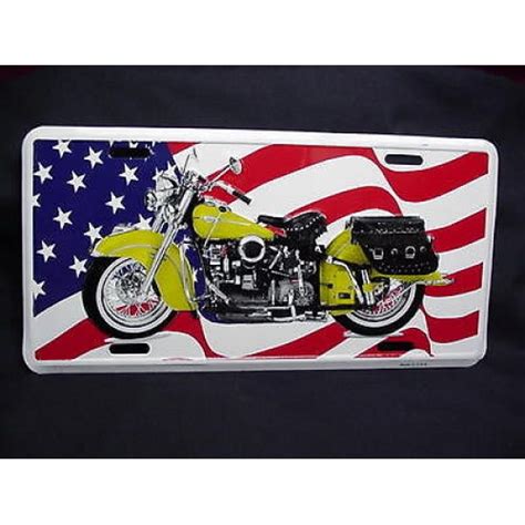 License Plate American Flag With Motorcycle Design